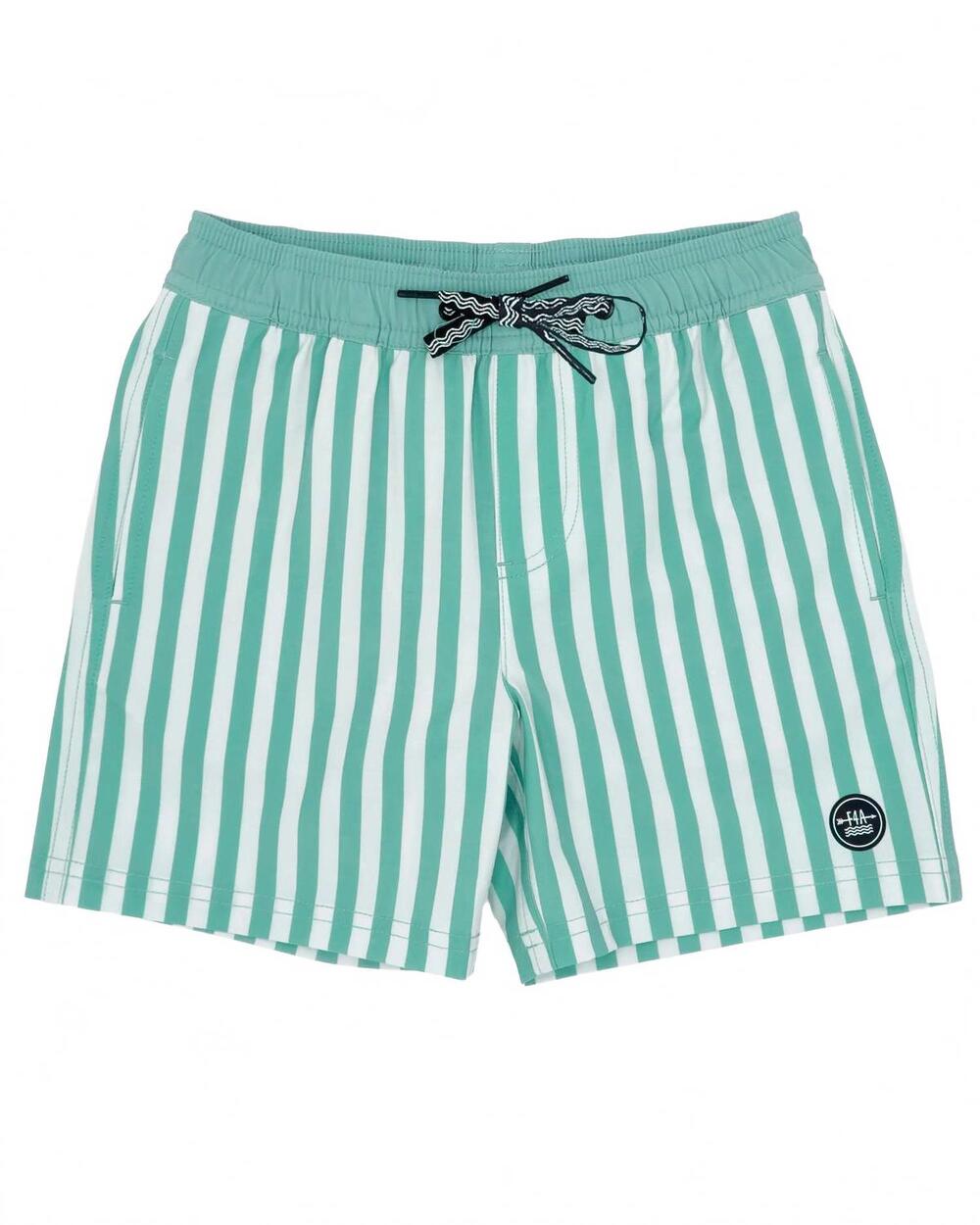 NEW FEATHER 4 ARROW boys club volley trunk in sun club stripe/ green